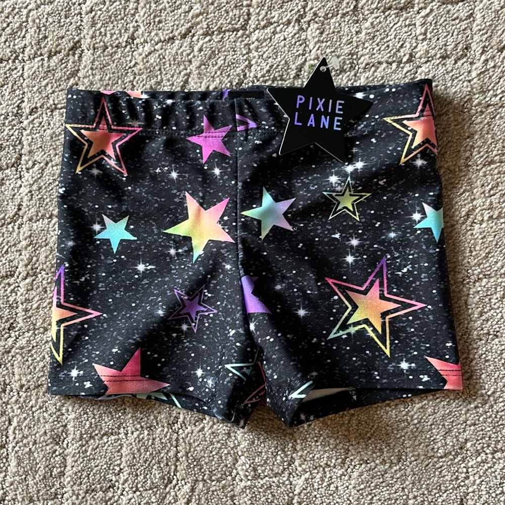 Pixielane size 6 high shine tumble shorts, new with tags